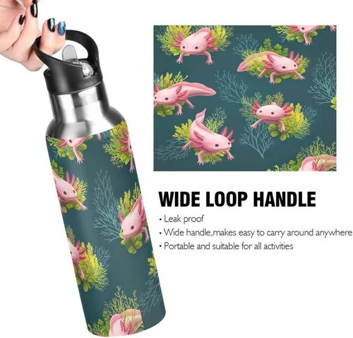 Miniatura 4 de Axolotls Stainless Steel Water Bottle 32 Oz Leakproof Water Bottles, BPA-Free Sports Water Bottle