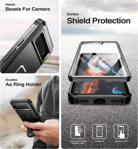 Miniatura 7 de Dexnor Funda de cuerpo completo para Google Pixel 6A, [protector de pantalla y soporte integrados] resistente protección de grado militar a prueba