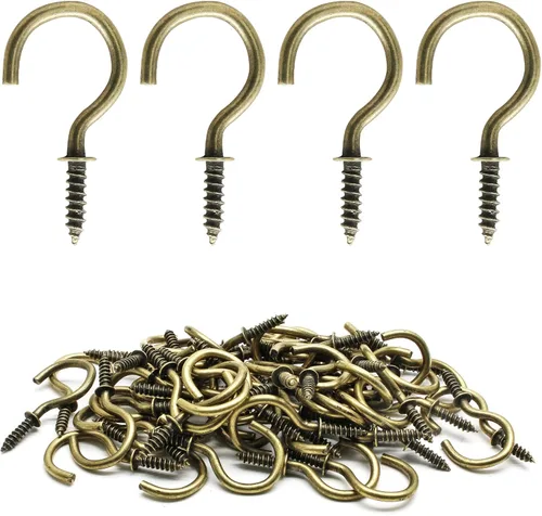 Miniatura 17 de Biaungdo 60 ganchos para tazas de techo de 1 pulgada, ganchos de tornillo, ganchos de taza de techo, ganchos autorroscantes, color negro