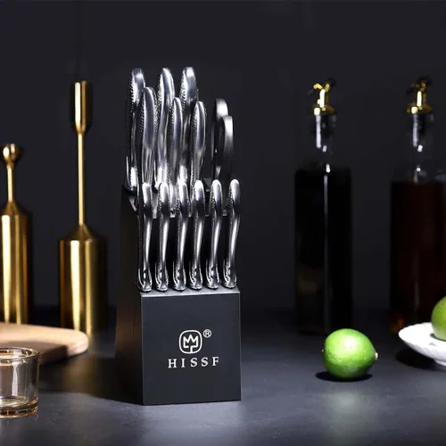 Miniatura 8 de Juego de cuchillos para cocina con bloque, juego de cuchillos de cocina de 14 piezas con afilador integrado, cuchillos de cocina profesionales