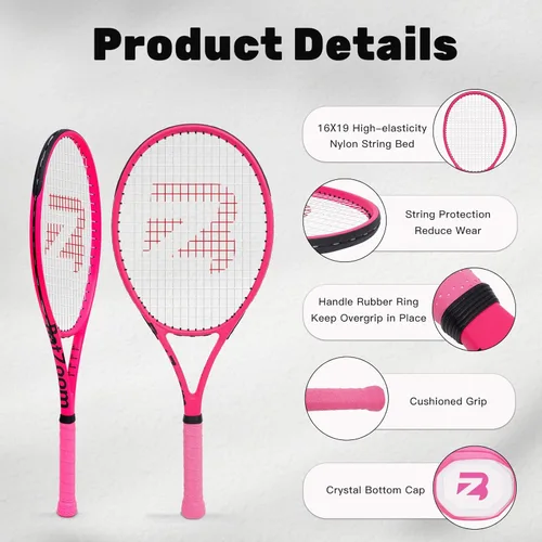 Miniatura 6 de BatZoom Tennis Racket for Beginners & Adults - Lightweight Graphite Racquet with Comfortable Grip Shock Reduction Technology Includes Carrying