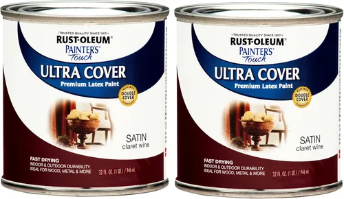 Miniatura 62 de Rust-Oleum Brush On Paint 224430T Painter's Touch - Pintura de látex, cuarto de galón, imprimación blanca plana acrílica, 32 onzas líquidas