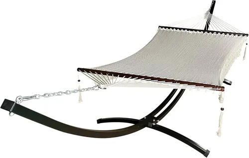 Miniatura 5 de Soporte de hamaca de arco de acero galvanizado recubierto de polvo para interiores y exteriores, 15 pies. Soporte más fuerte para cama hamaca Negro