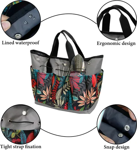 Miniatura 3 de Bolsa de herramientas de jardín, bolsa de jardinería de hoja de arce con 8 bolsillos, bolsa de lona para jardín para mujeres y hombres, bolsa de Flor