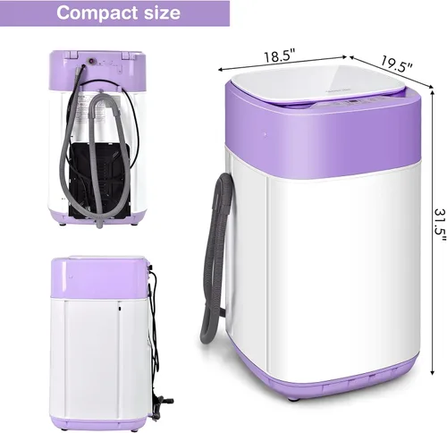 Miniatura 6 de COSTWAY Lavadora Portátil, Capacidad de 8 Libras, Bomba de Drenaje Integrada, Lavadora Compacta de Lavandería con 6 Programas, 6 Niveles de Agua