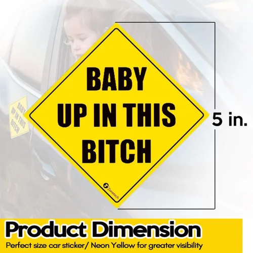 Miniatura 2 de Calcomanía de seguridad para vehículos Zone Tech "Baby Up On This Bitch", divertida pegatina de seguridad, calidad premium, reflectante, "Baby Up On