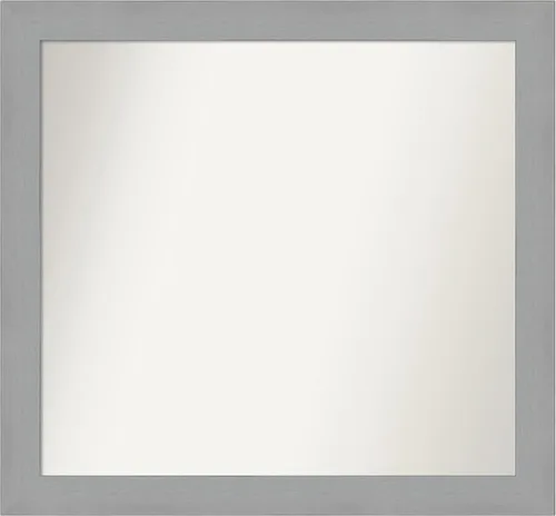 Miniatura 382 de Amanti Art Espejo de baño plateado para sobre fregadero, 23 x 23 pulgadas, espejo cuadrado plateado en ángulo, marco de madera moderno medio, se