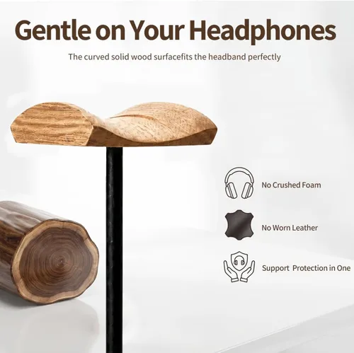 Miniatura 4 de Soporte para auriculares, de madera y metal, gancho de montaje para videojuegos, soporte de escritorio para auriculares, soporte de artesanía