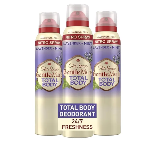 Old Spice Desodorante de cuerpo entero para hombres, desodorante de cuerpo total, lavanda + menta, desodorante sin aluminio en aerosol para frescura