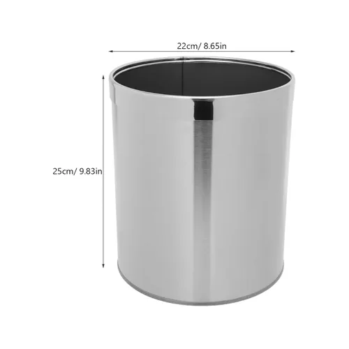 Miniatura 6 de Cabilock Cubo de basura redondo de acero inoxidable con anillo, contenedor de basura con parte superior abierta, contenedor de basura para el hogar