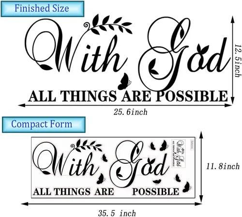 Miniatura 4 de Calcomanías inspiradoras de pared con Dios, todas las cosas son posibles, calcomanías de vinilo motivacionales para decoración de oficina, arte