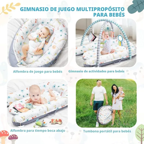 Miniatura 3 de Tapete de juego para bebé, tapete de gimnasio 7 en 1 para desarrollo sensorial y motor, lavable y portátil, tapete de actividad de tiempo boca abajo