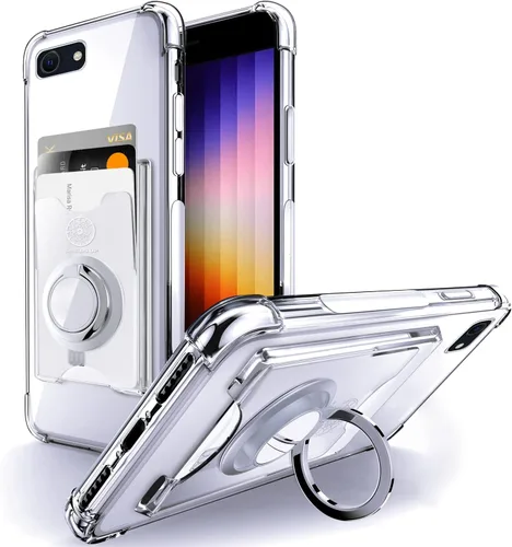 Miniatura 22 de Shields Up Funda diseñada para iPhone 8 Plus/iPhone 7 Plus, funda minimalista con tarjetero [3 tarjetas] y soporte de anillo, funda protectora