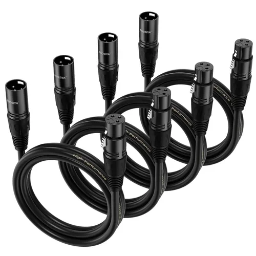 Miniatura 8 de Cable XLR de 1.5 pies, 6 unidades, cables de micrófono, cable de altavoz de micrófono equilibrado de alta calidad con cable XLR macho a hembra DMX