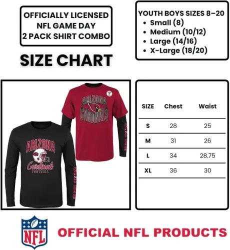Miniatura 6 de NFL Conjunto de 3 Camisetas y Camisas de Manga Larga para Niños y Jóvenes 8-20, Colores del Equipo del Día del Juego