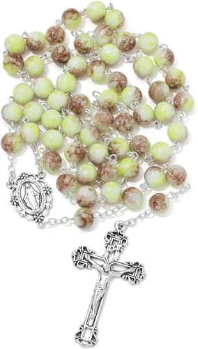 Miniatura 82 de KOMI Rosario de cuentas católicas para mujer, collar de cuentas de rosario con cruz de crucifijo, perlas de cristal, rosario, rosarios, católicos