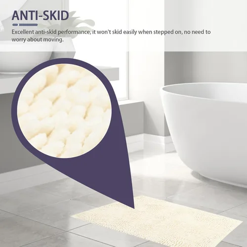 Miniatura 8 de NUOBESTY Tapete absorbente antideslizante para baño, tapete de ducha de poliéster absorbente de agua para bañera, cocina, suelo mojado, blanco