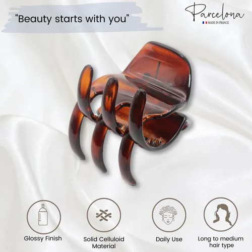 Miniatura 2 de Parcelona Pinzas para el cabello de celuloide de celuloide francés clásico grande de 2 pulgadas, pinzas de garra para el pelo de las mujeres, hechos