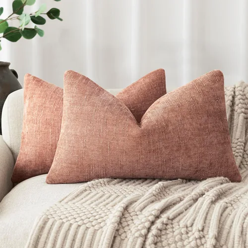 Miniatura 56 de Foindtower - Paquete de 2 fundas de almohada decorativas, cuadradas, cómodas, unicolor, suaves, lumbares, estilo rústico neutro, para sofá, sillón