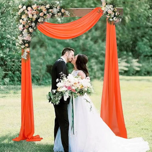Miniatura 14 de AMZLOKAE Cortinas de arco de boda burdeos 2 paneles de tela de gasa de 18 pies 6 yardas de decoración elegante de gasa Perfecto para ceremonia
