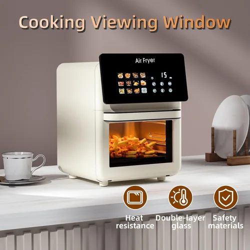 Miniatura 5 de Horno freidora de aire profesional grande de 10 litros con parrilla para uso en cocina, hornos de convección inteligentes 12 en 1, freidora de aire