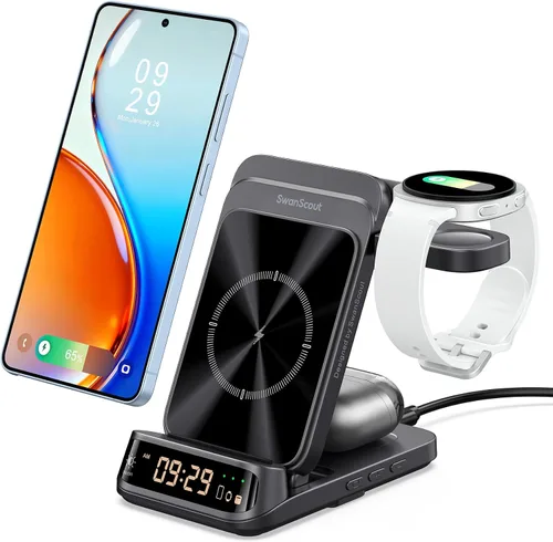 Miniatura 9 de Estación de carga inalámbrica para Samsung S25 Ultra/S25/S24/S23/S22/Z Flip 7/Fold 6, cargador inalámbrico 3 en 1 para Galaxy Watch 8 Gris(Tech Grey)