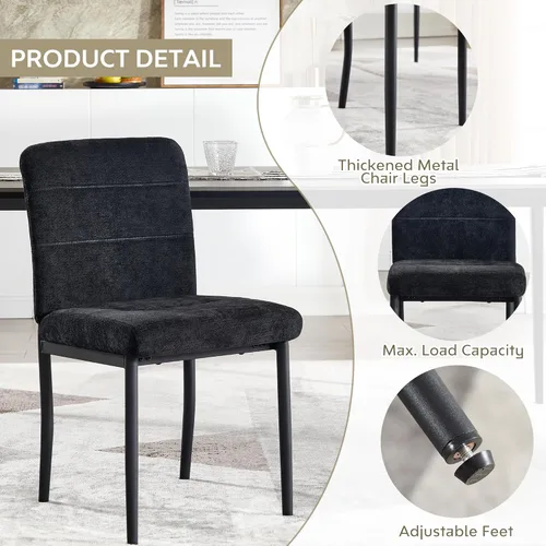 Miniatura 6 de Juego de 4 sillas de comedor, modernas sillas de comedor Parsons de tela tapizada, sillas de cocina sin brazos con patas de metal y asiento Verde