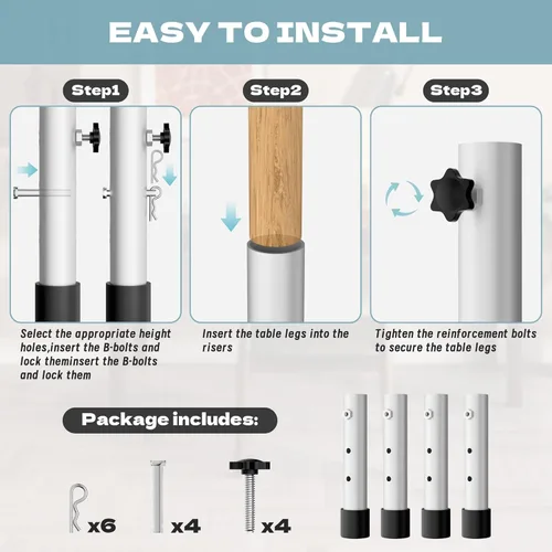 Miniatura 7 de ZhouDaShu Extensores de patas de mesa para mesas plegables, extensiones de patas de mesa para patas dobladas y rectas, elevadores de patas de mesa