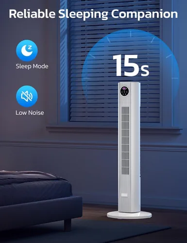 Miniatura 2 de ZAFRO Ventilador de torre para dormitorio, ventilador oscilante de 90° con 4 modos, 3 velocidades, velocidad de 25 pies/s, temporizador de 12 horas