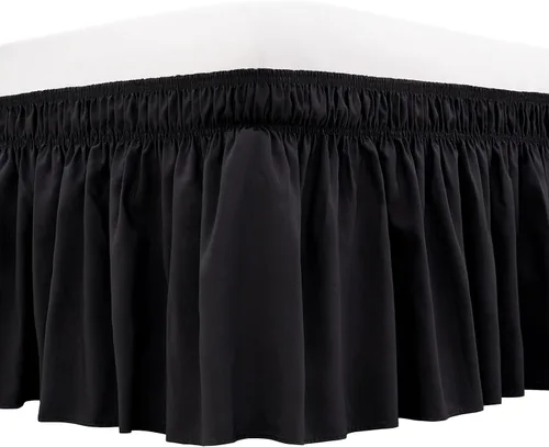 Miniatura 31 de Vocander Falda de Cama Rosa Tamaño Individual con Caída de 14 Pulgadas, Falda de Cama Elástica con Volantes Antipolvo, Fácil de Colocar, Faldas