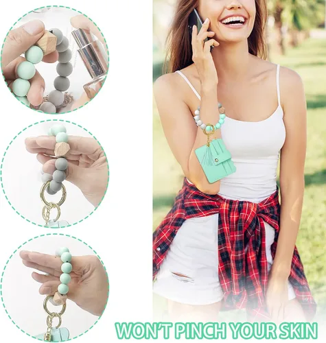 Miniatura 5 de YUOROS Llavero billetera cartera de pulsera para mujer llavero pulsera tarjetero