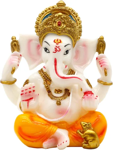 alikiki Ídolo hindú de Lord Ganesha - Dios de la India Ganesh estatua Diwali Regalos indio Puja Artículos para el hogar Templo Mandir Pooja Color