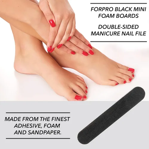 Miniatura 3 de ForPro Professional Collection Mini tablero de espuma, negro, grano 100/180, lima de uñas de manicura de doble cara, envuelta individualmente, 3.5