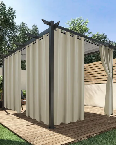 Miniatura 25 de HolidayIdeas Cortinas impermeables para patio, 4 paneles, 54 x 84 pulgadas, protección de privacidad y filtrado de luz, cortinas exteriores con Negro