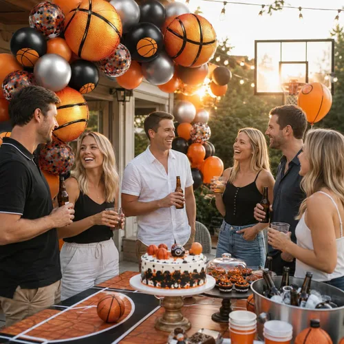 Miniatura 6 de Globos de Baloncesto, Globos de Confeti Naranja Negro Metálico Plateado con Globo de Papel de Aluminio de Baloncesto para Cumpleaños de Niño Fiesta