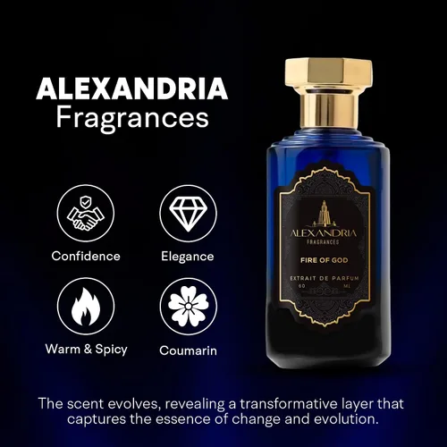 Miniatura 3 de Alexandria Fragrances Perfume Fire of God – Eau de Parfum unisex prémium con Oud, Nagarmotha, ámbar y almizcle, fragancia con cumarina, jazmín