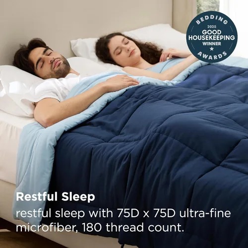 Miniatura 5 de Bedsure Edredones de edredón tamaño matrimonial, edredón acolchado alternativo, ultra suave y ligero, con 8 pestañas, lavable a máquina, 82 x 86