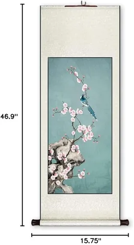 Miniatura 6 de Xzhipeng Pergamino Pintura colgante vertical Flor pájaro Pintura china Porche Pasillo Pasillo Pintura colgante Pergamino Sala de estar Comedor