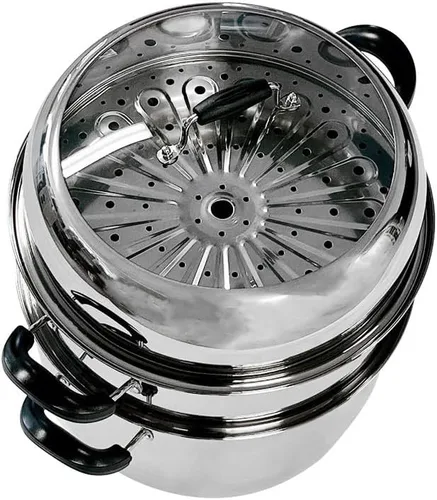 Miniatura 3 de 14 "(36cm) de acero inoxidable olla de vapor de 2 niveles de múltiples capas de vapor de la pila caldera