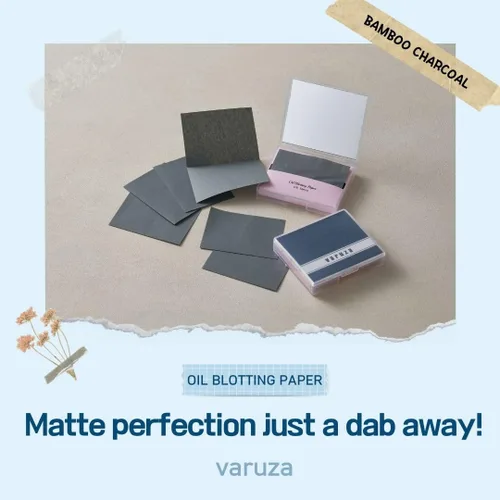 Miniatura 4 de [100 unidades + estuche de espejo] Hojas de secado de aceite de carbón de bambú natural para cara coreana con estuche de espejo