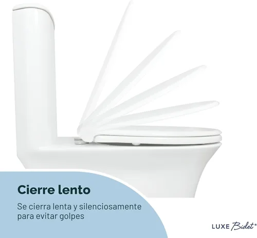 Miniatura 5 de LUXE TS1008E Asiento de inodoro alargado de ajuste cómodo con cierre lento, bisagras de liberación rápida y topes antideslizantes (blanco)