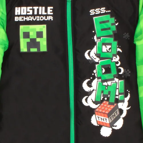 Miniatura 3 de Minecraft Chaqueta bomber para niños, chaqueta universitaria con estampado gráfico con cremallera para niños y niños pequeños
