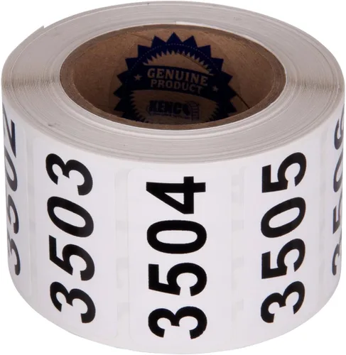 Miniatura 7 de Kenco - Etiquetas numeradas consecutivamente, vinilo duradero, autoadhesivas, medidas: 2 x 1 pulgada (rollo 4501-5000)