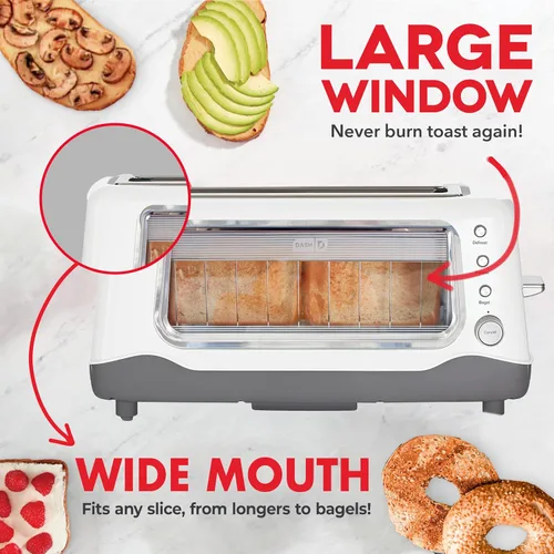 Miniatura 2 de DASH Tostadora con ventana transparente - Diseño compacto con 7 niveles de tueste y ventana transparente, tostador grande de ranura extra ancha