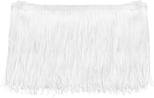 Miniatura 24 de Uxcell 10 yardas y 4 pulgadas beige con flecos de cadeneta - poliéster, estilo bohemio para múltiples ocasiones