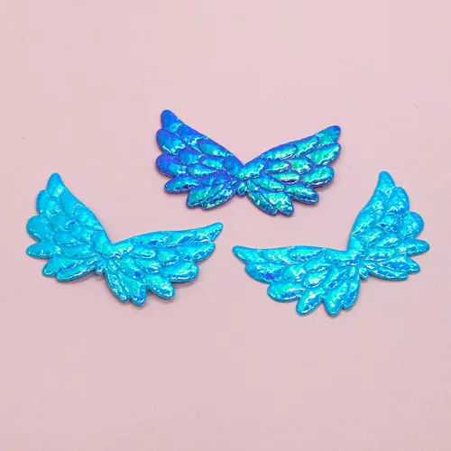 Miniatura 7 de AUEAR, Paquete de 60 pequeñas alas de ángel en relieve, apliques iridiscentes con purpurina para manualidades, varios