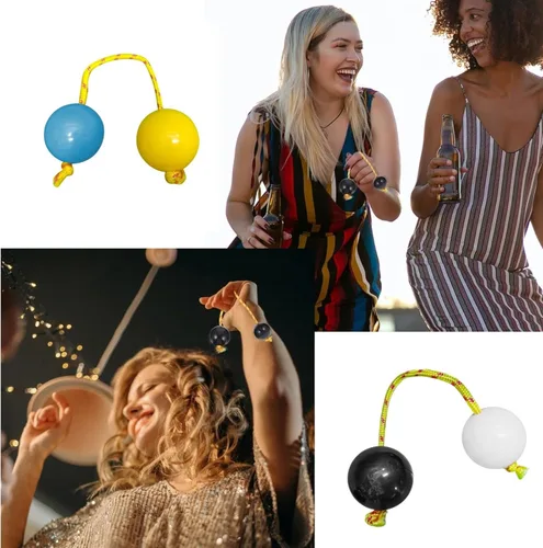 Miniatura 6 de Aslatuas instrumento de bola rítmica Kashaka, dos pares de maracas musicales de ABS Kashaka, doble calabaza, fácil de tocar para adultos