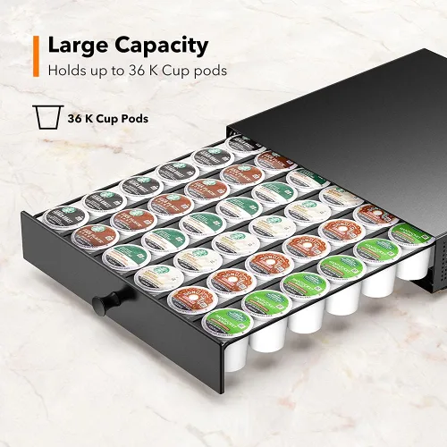 Miniatura 3 de SICHEER K Cup Organización Cajón de almacenamiento Soporte K Cup Organizador de cápsulas de café, bandeja de mostrador, soporte para encimera