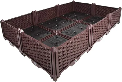 Miniatura 15 de BAOYOUNI - Juego de jardinera cuadrado para jardín elevado, maceta de plástico, caja de cultivo para verduras, hierbas, flores y plantas suculentas