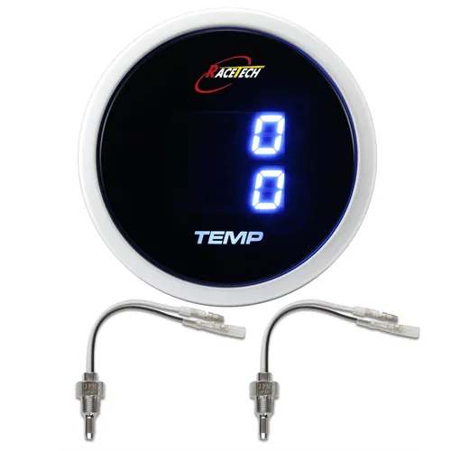 Miniatura 15 de RACETECH Medidor Digital Dual de Presión de Aceite y Voltímetro - 145 PSI, 8~18V - 52 mm 2-1/16" 20 LED Anillo Exterior Azul con Función